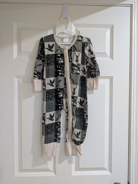 Camo Patchwork Zip Romper