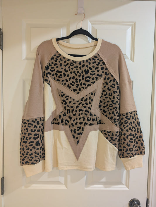 Leopard Star Patch Pullover