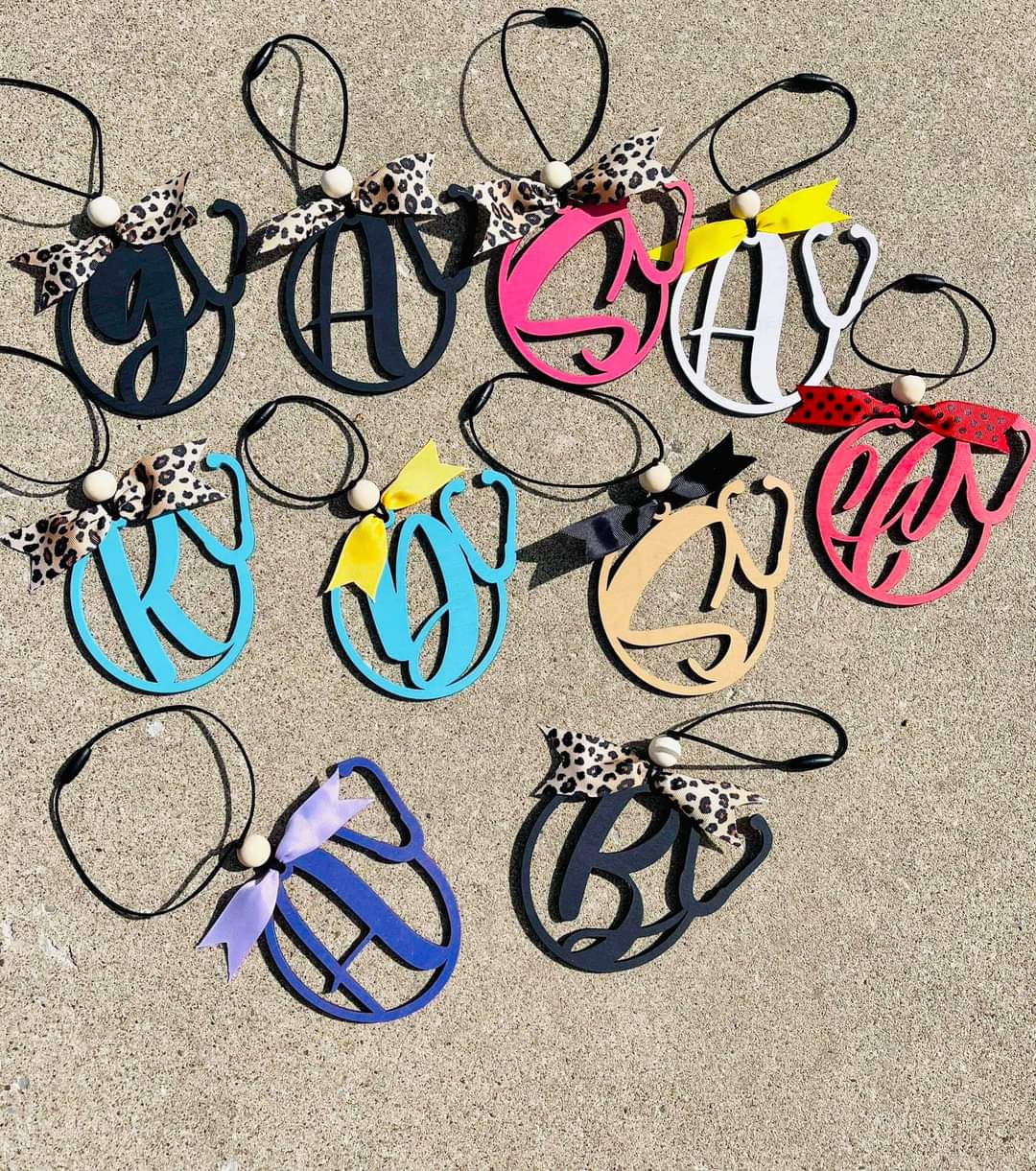 Stethoscope initial car charms