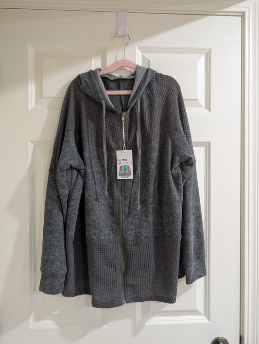 Waffle zip up jacket